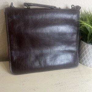 Vintage Barganza Lined Brown Genuine Leather Business Bag  12”X9.5” Messenger